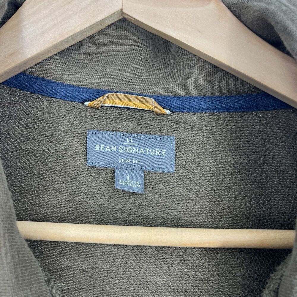 LL Bean Signature Vintage Sweatshirt Size Large Men Olive Green Pullover 1/2 Zip - Picture 3 of 7